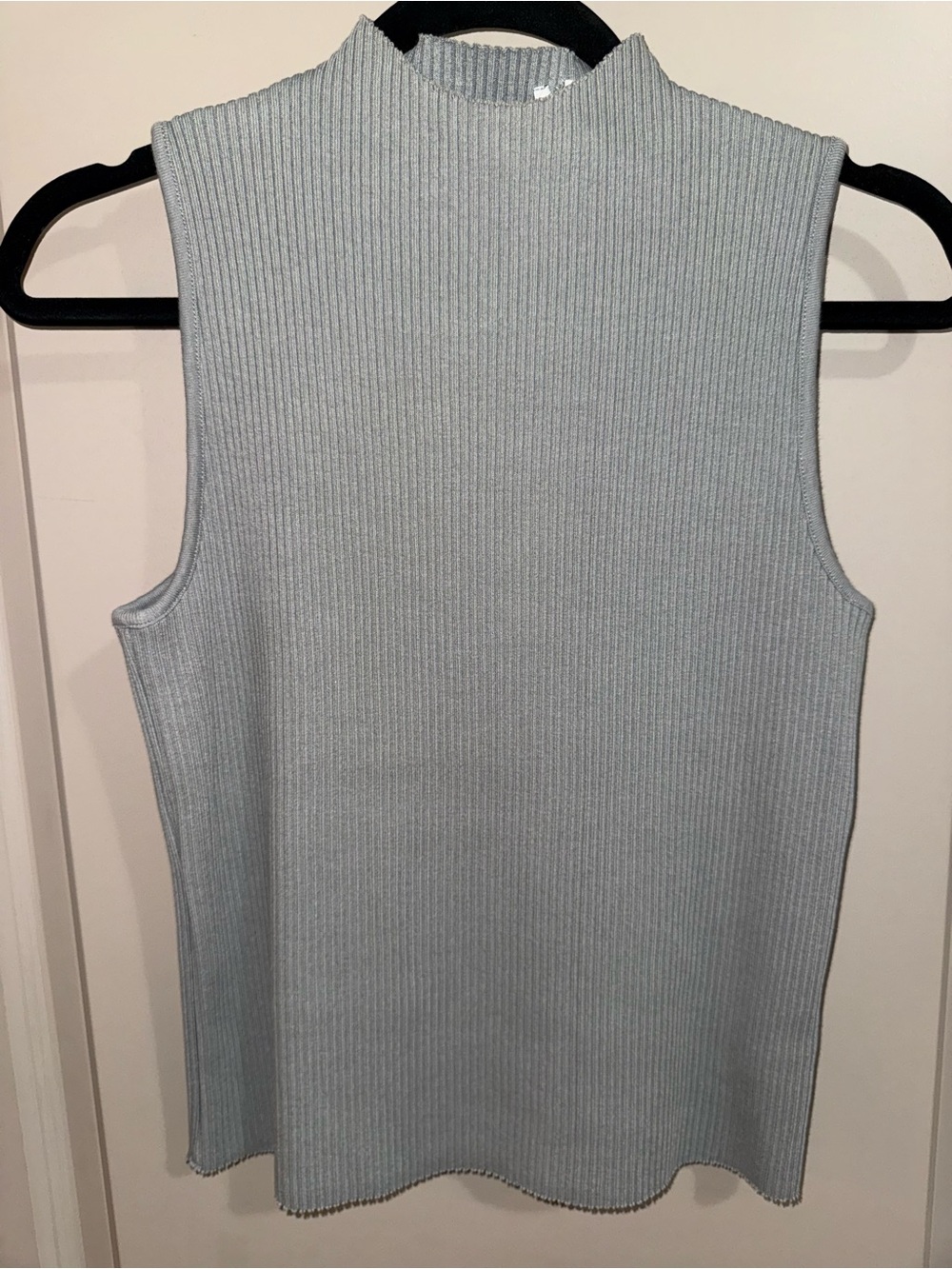 Vince Ribbed Sleeveless Mock Neck Tank - Light Steel Blue